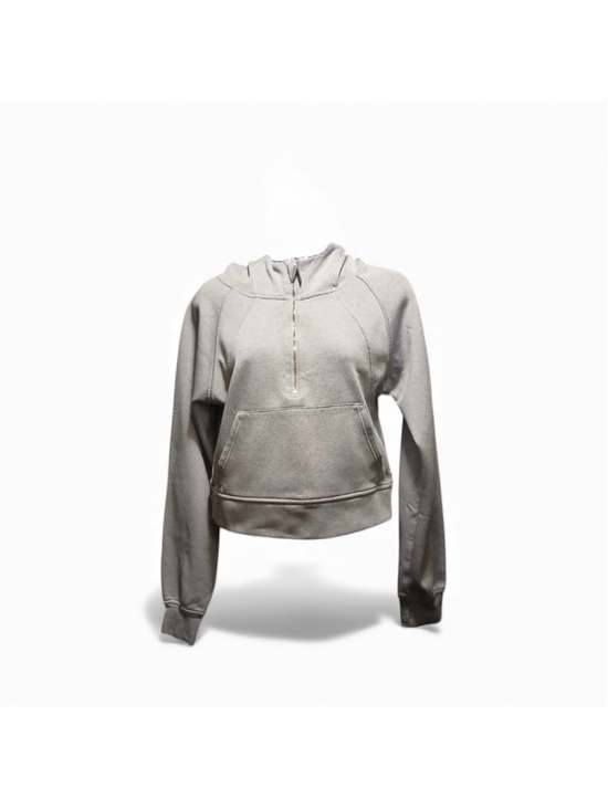 LASL Tops - Women's Small Cropped Quarter-Zip Fleece Hoodie Gray (JC210)